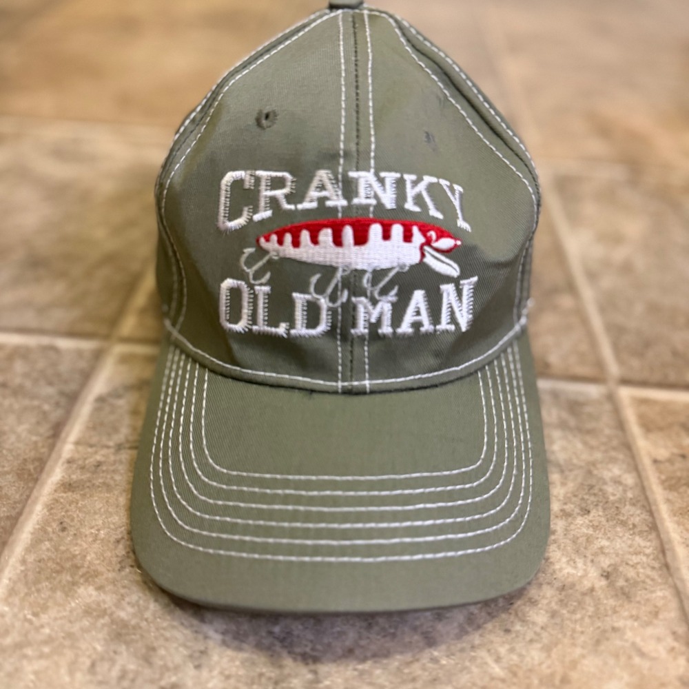Heritage Collection Cranky Old Man Fishing Lure Hat Olive Green Cotton Cap
